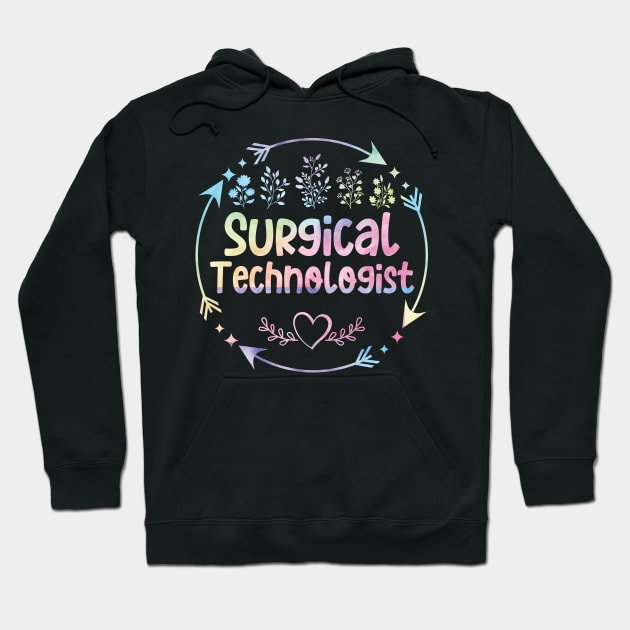 Surgical Technologist cute floral watercolor Hoodie by ARTBYHM